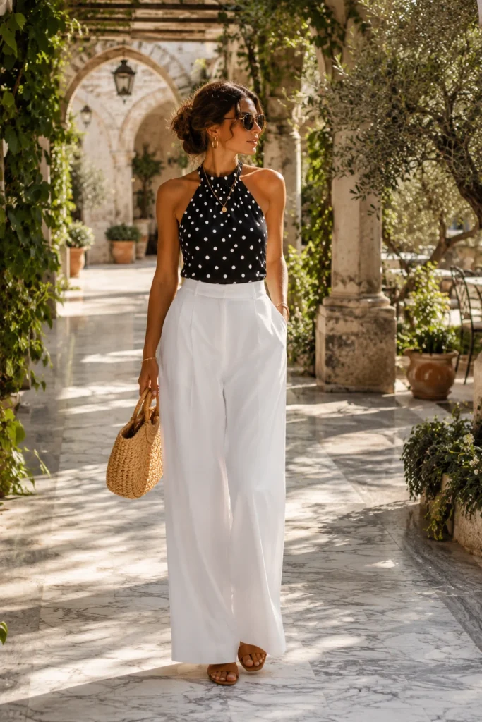 Polka Dot Halter Top Outfit