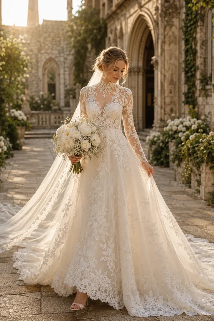 High Neck Wedding Dress