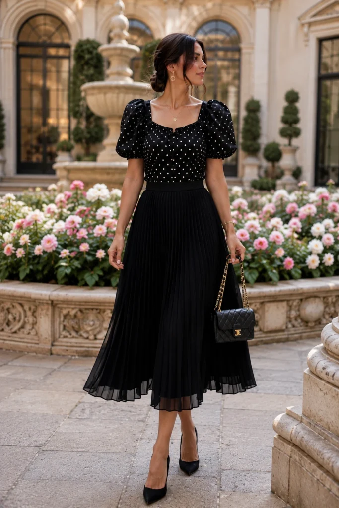 Black Polka Dot Top